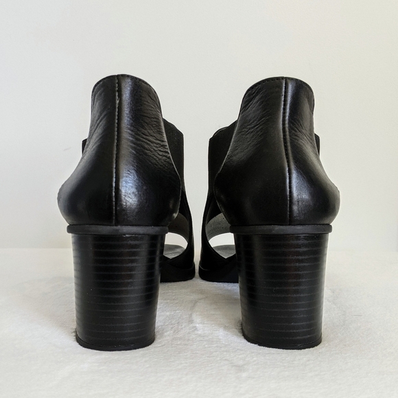 THE FLEXX Sandal Leather Open Toe Elastic Side Strap Block Heel Black 9.5 NIB - Picture 12 of 16